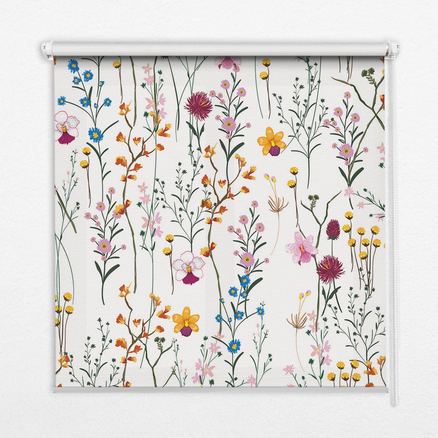 INNENROLLO - Fensterrollo - Rollo - 100x100 cm - Bunte Blumen - Grün, Kunststoff (100/100/0.5cm) - TULUP