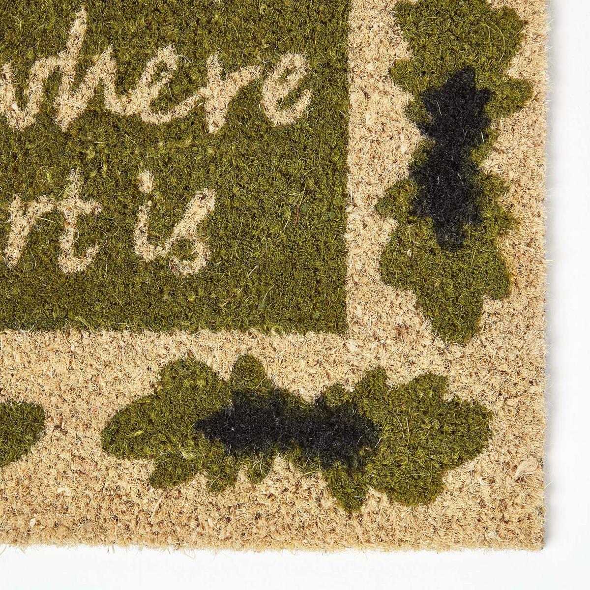 FUSSMATTE Home is where the heart is, Kokosfaser 40/70 cm - Grün, Naturmaterialien (40/70cm) - Homescapes