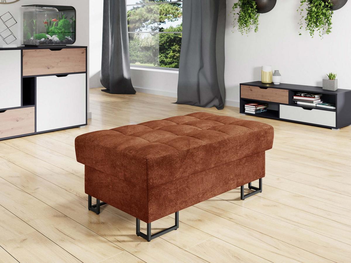 POLSTERHOCKER Laris - Schwarz/Bronzefarben, Holz/Textil (106/44/67cm) - MIRJAN24