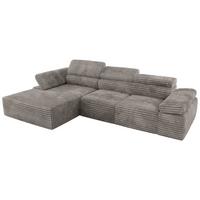 ECKSOFA RILASSO L Hellbraun Cord - links - Hellbraun/Schwarz, Kunststoff/Textil (296/174cm) - MKS