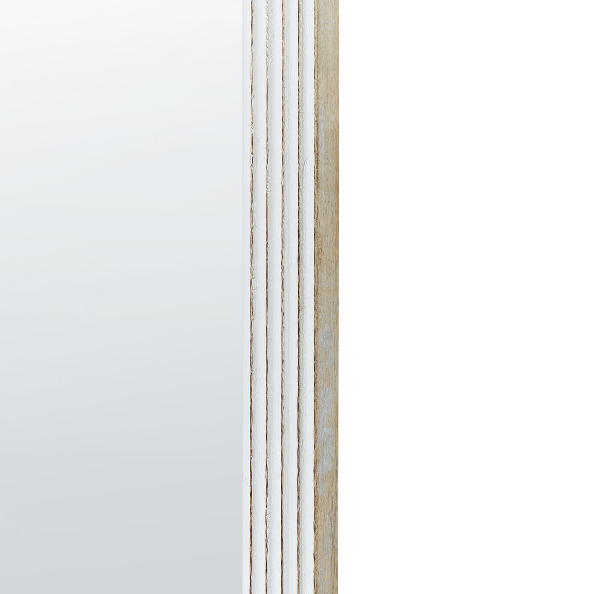 WANDSPIEGEL Mangoholz weiß oval 56/130 cm Briant - Hellbraun/Weiß, Holz (56/130/3cm) - Beliani