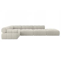 ECKSOFA modulares Sofa Felto-L2 - 380x190x70 cm Creme Cord - Hellgrau/Creme, Holzwerkstoff/Textil (380/190cm) - ALTDECOR