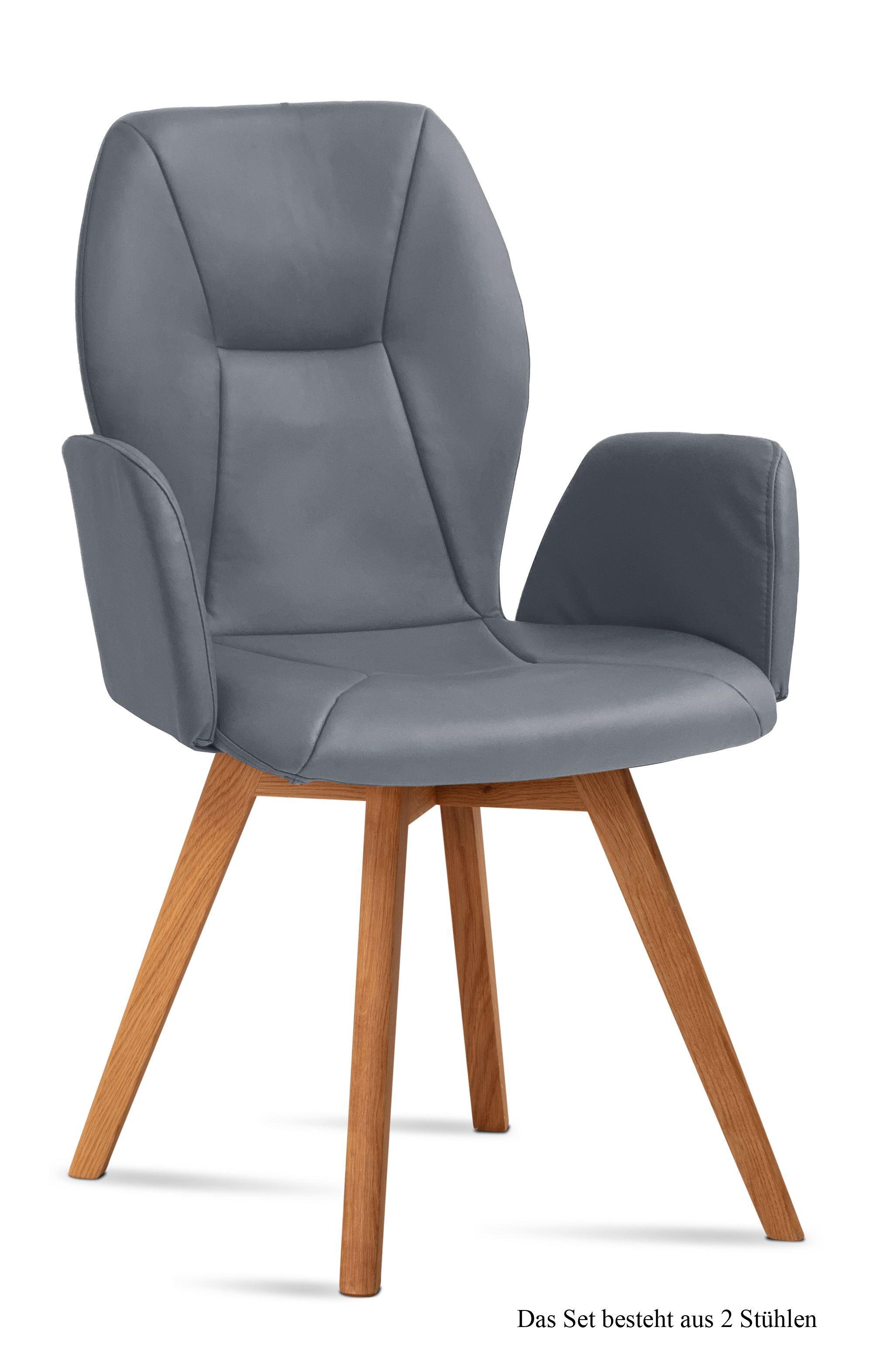 ARMLEHNSTUHL (2er-Set) Donka 58x92x60 Eiche geölt/Grau - Eichefarben/Grau, Kunststoff (60/92/58cm) - 58aufmkessel