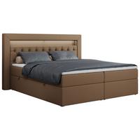 BOXBETT GOLD-6 LED 120/200 Braun Kunstleder - H3 - Braun, Holz/Textil (120/200cm) - MKS