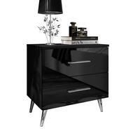 NACHTTISCH AURA mit Griffen, Chrombeinen - Silberfarben/Schwarz, Holzwerkstoff (55/55/37cm) - Lookway