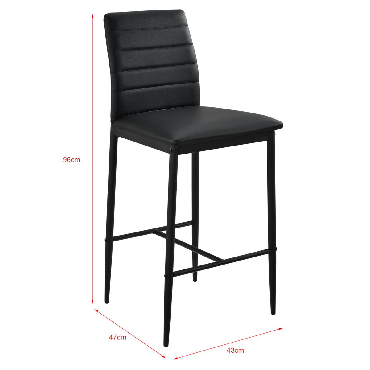 BARSTUHL Lidköping 2er-Set - Schwarz, Leder (43/96/47cm) - [en.casa]