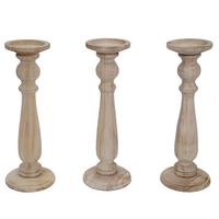 KERZENSTÄNDER 3ER-SET Beige 3-er Set-Set - Beige, Holz (12/35/12cm) - MCW
