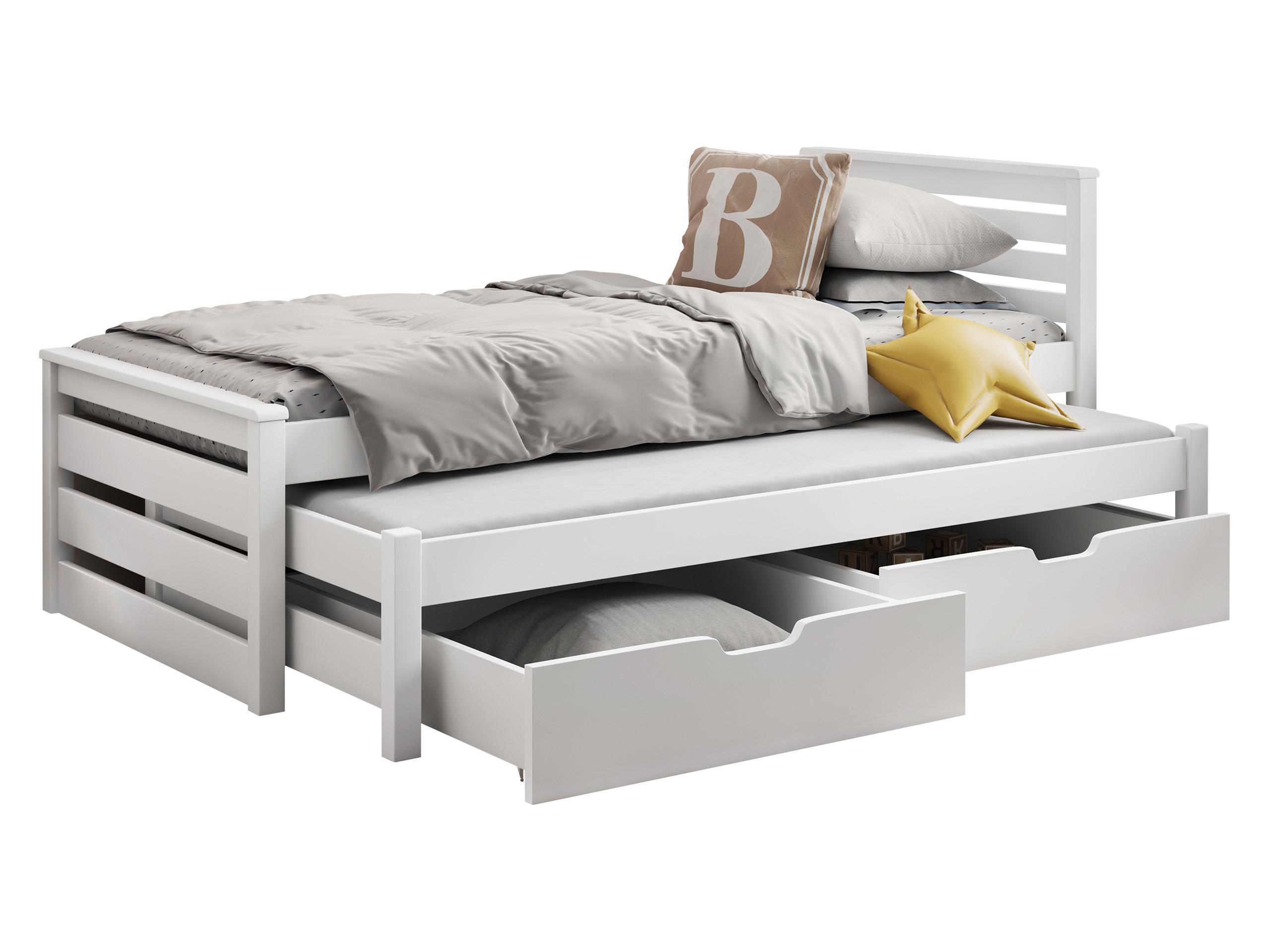 KINDERBETT Calwin 80 mit Ausziehbett - Weiß, Holz (80/180cm) - MIRJAN24