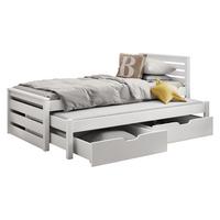 KINDERBETT Calwin 80 mit Ausziehbett - Weiß, Holz (80/180cm) - MIRJAN24