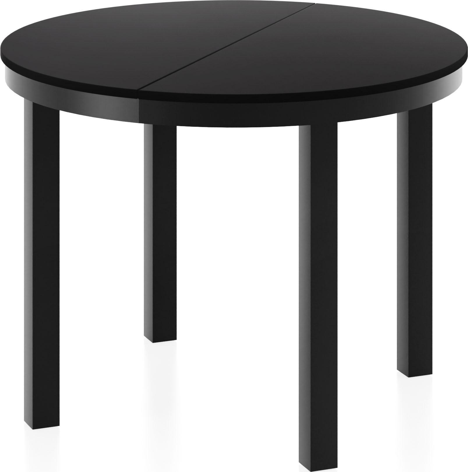 ESSTISCH Corin Schwarz runder ausziehbarer, Schwarz 100-176/100/76 cm - Schwarz, Holzwerkstoff/Metall (100/176/76cm) - WFL GROUP