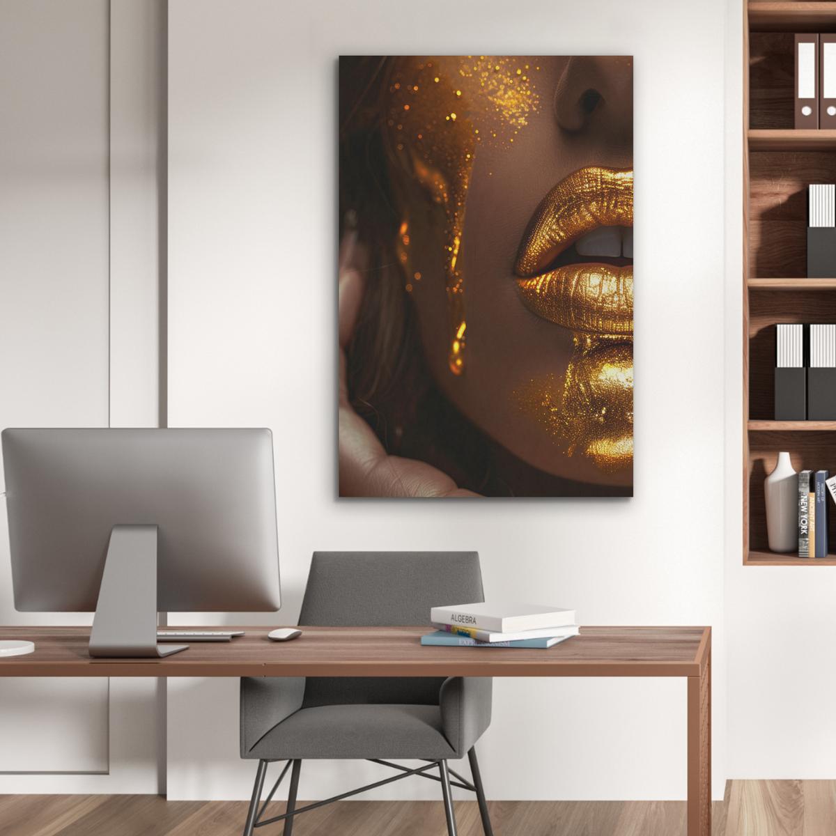 AKUSTIKBILD Frau - Gold - Luxus - Porträt Wanddeko 70x100 cm - Goldfarben, Kunststoff (70/100/0.9cm) - MuchoWow