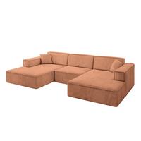 WOHNLANDSCHAFT IREA-U1-v4 - 303x171x79 cm Koralle - Koralle, Holzwerkstoff/Textil (303/79/171cm) - ALTDECOR