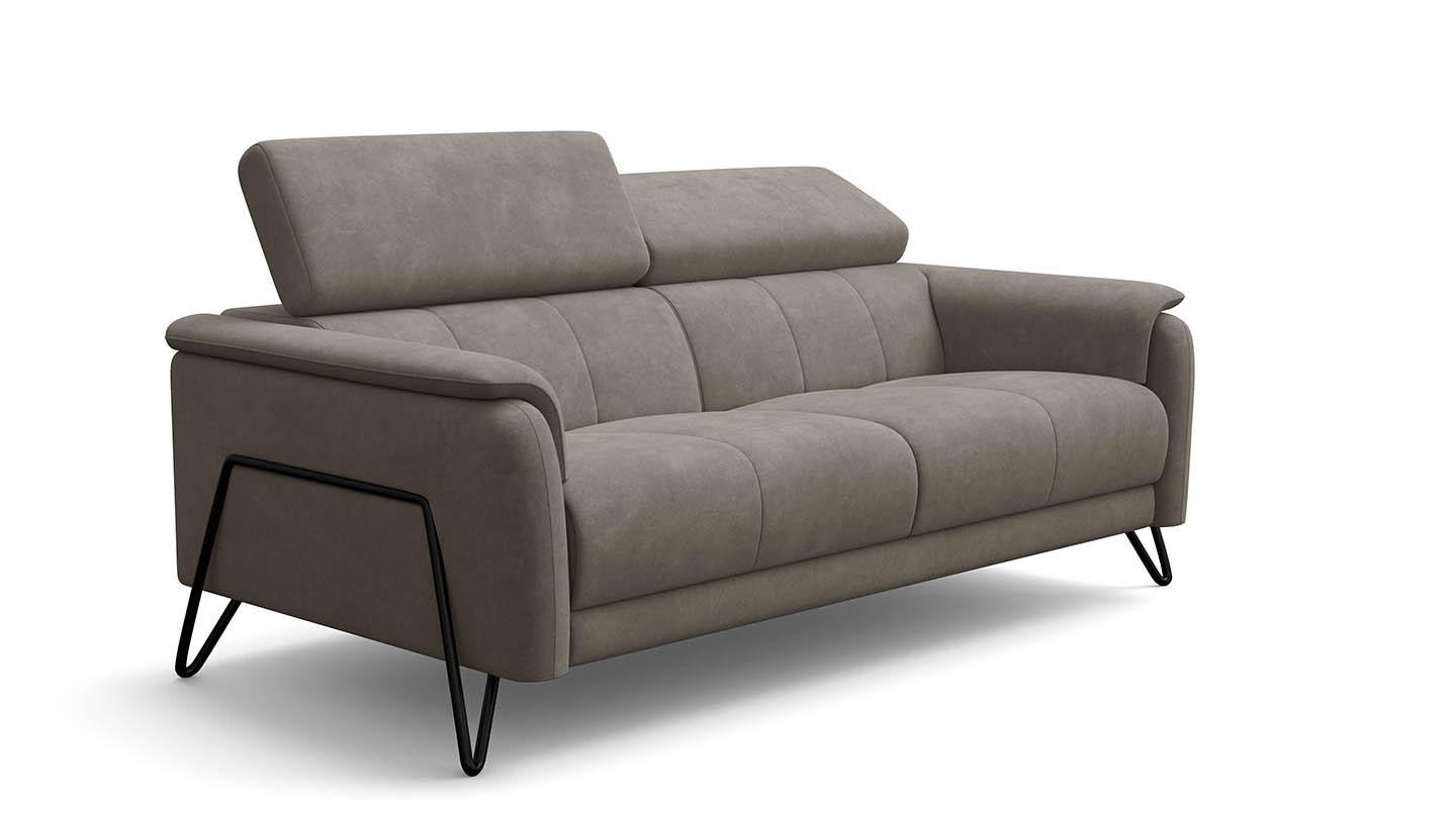 SOFA RODEN 3-Sitzer, beige, Veloursstoff - Beige, Holz/Textil (194/82/103cm) - Wozimo