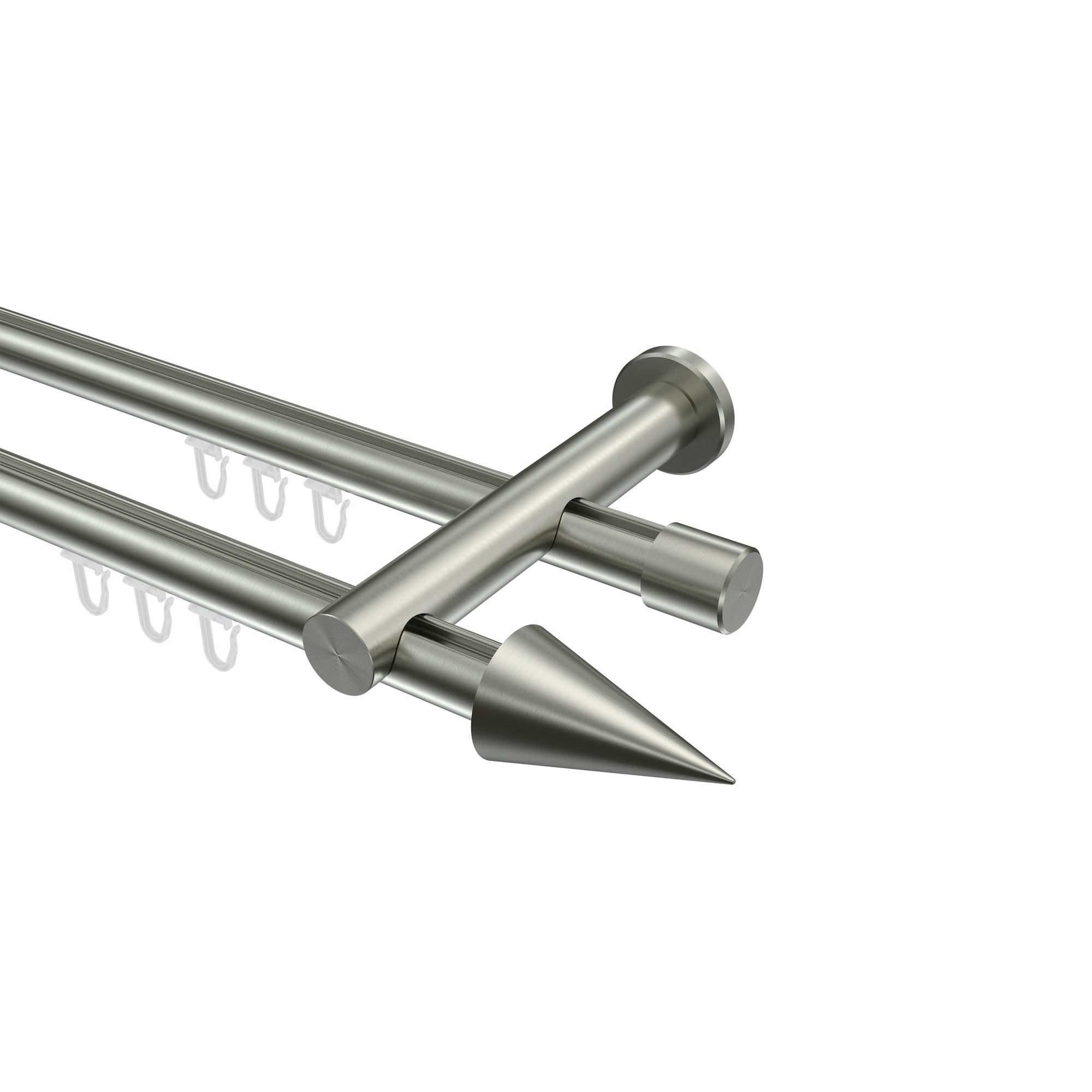 GARDINENSTANGE INNENLAUF Platon Savio 280 cm (geteilt in 2 x 140 cm), 2-läufig, 20 mm Ø Edelstahl-Optik - Edelstahlfarben, Metall (280cm) - INTERDECO
