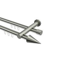 GARDINENSTANGE INNENLAUF Platon Savio 280 cm (geteilt in 2 x 140 cm), 2-läufig, 20 mm Ø Edelstahl-Optik - Edelstahlfarben, Metall (280cm) - INTERDECO