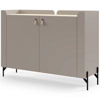 KOMMODE Sorella mit 2 Türen, 130 cm, für Jugendzimmer, Porcini + Eiche Mavelie - Eichefarben/Cappuccino, Leder/Holzwerkstoff (130/95/42cm) - Beautysofa