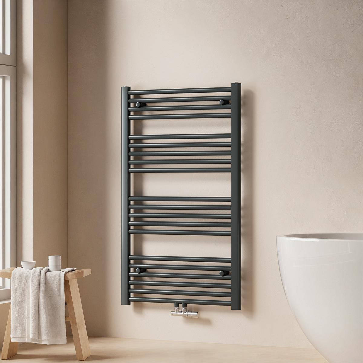 HEIZKÖRPER wasserführender Handtuchheizkörper Anthrazit 100/60/3 cm - Anthrazit, Metall (60/100/3cm) - EMKE