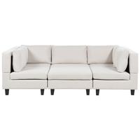 5-SITZER-MODULSOFA U-förmiges Hellbeige Stoff mit Ottomane Unstad - Beige/Schwarz, Textil (228/72/76cm) - Beliani