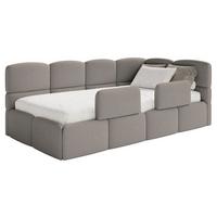 JUGENDBETT Cloudy rechts mit Rausfallschutz Bouclé Grau - Grau, Kunststoff/Textil (90/200cm) - Selsey