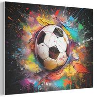 AKUSTIKBILD Fußball - Farbe - Farben - Schwarz - Weiß Wanddeko 70x50 cm - Weiß, Kunststoff (70/50/0.9cm) - MuchoWow