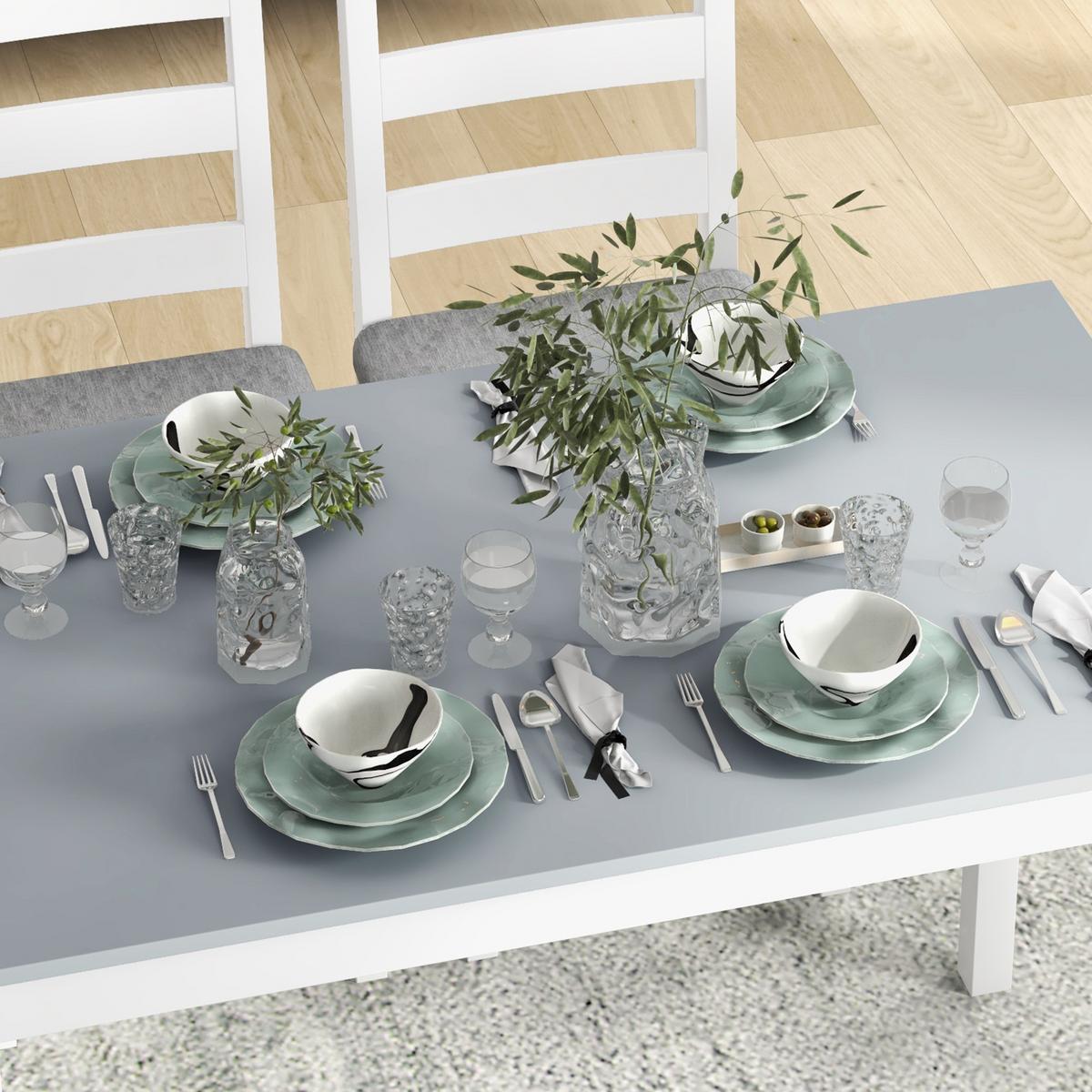 ESSGRUPPE, Esstisch mit 2 Gepolsterten Stühlen, Bank, 4-Teiliges Esstisch-Set - Weiß/Grau, Holz/Textil (65/75/108cm) - HOMCOM