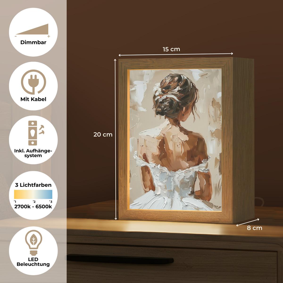 WANDLEUCHTE Frau - Farbe - Abstrakt - Beige - Modern 15x20 cm - Hellbraun, Holzwerkstoff (15/20/8cm) - OnlyWow