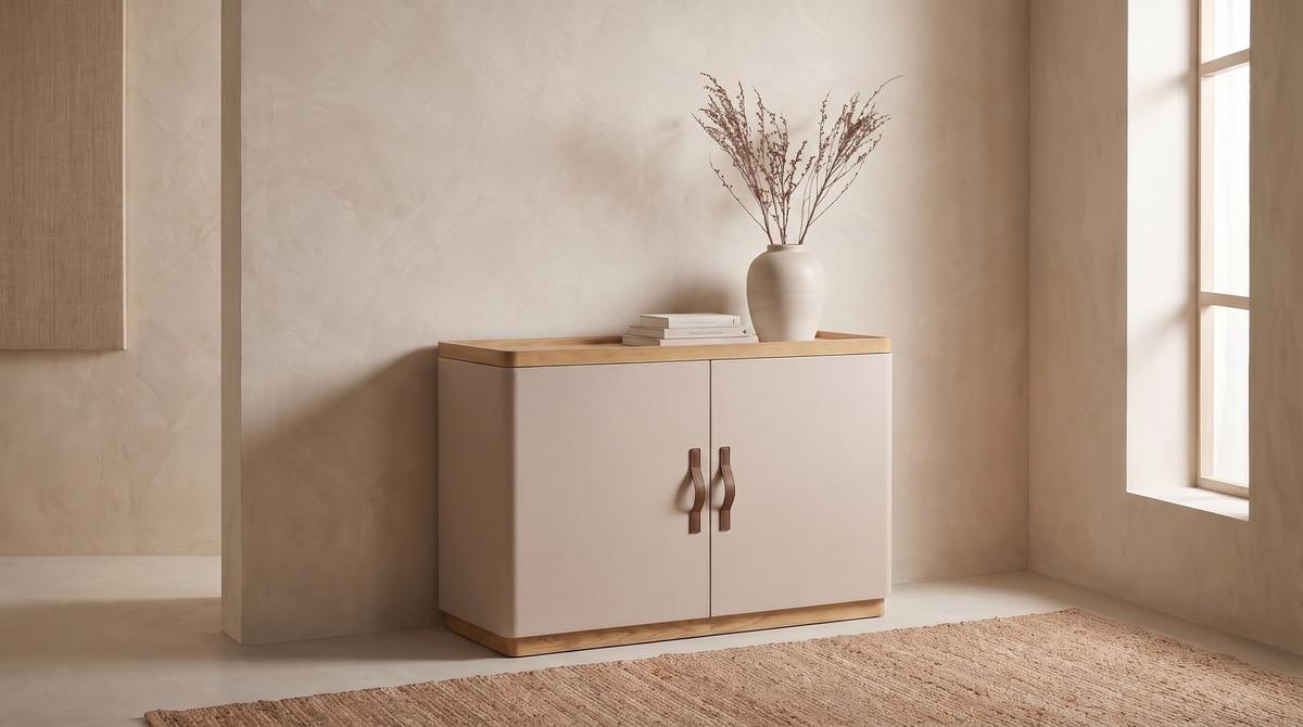 SIDEBOARD FLORIANA Weiß Eiche - Creme, Textil (180/200cm) - KAWOLA