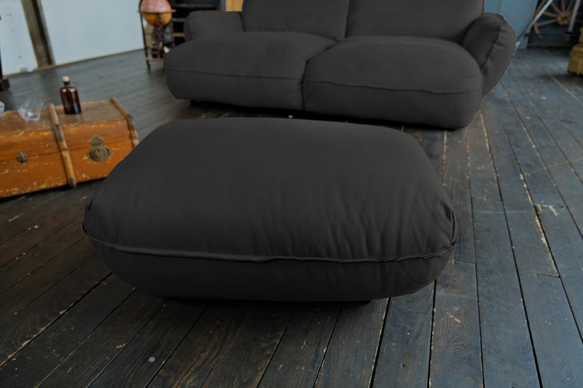 HOCKER DAVITO Schwarz Leder - Schwarz, Leder (102/46/65cm) - KAWOLA