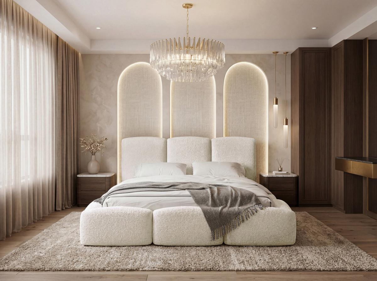 POLSTERBETT Harmony mit Bettkasten, Creme Boucle 200x200 cm - Birkefarben/Schwarz, Holzwerkstoff/Kunststoff (200/200cm) - WFL GROUP