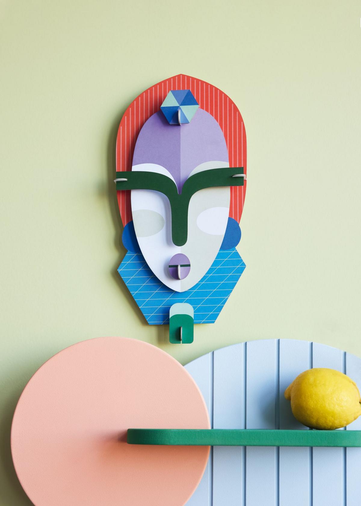 WANDDEKO Moderne Stammesmaske 5.1/36 cm - Multicolor, Wellpappe (5.1/36/17cm) - Studio Roof
