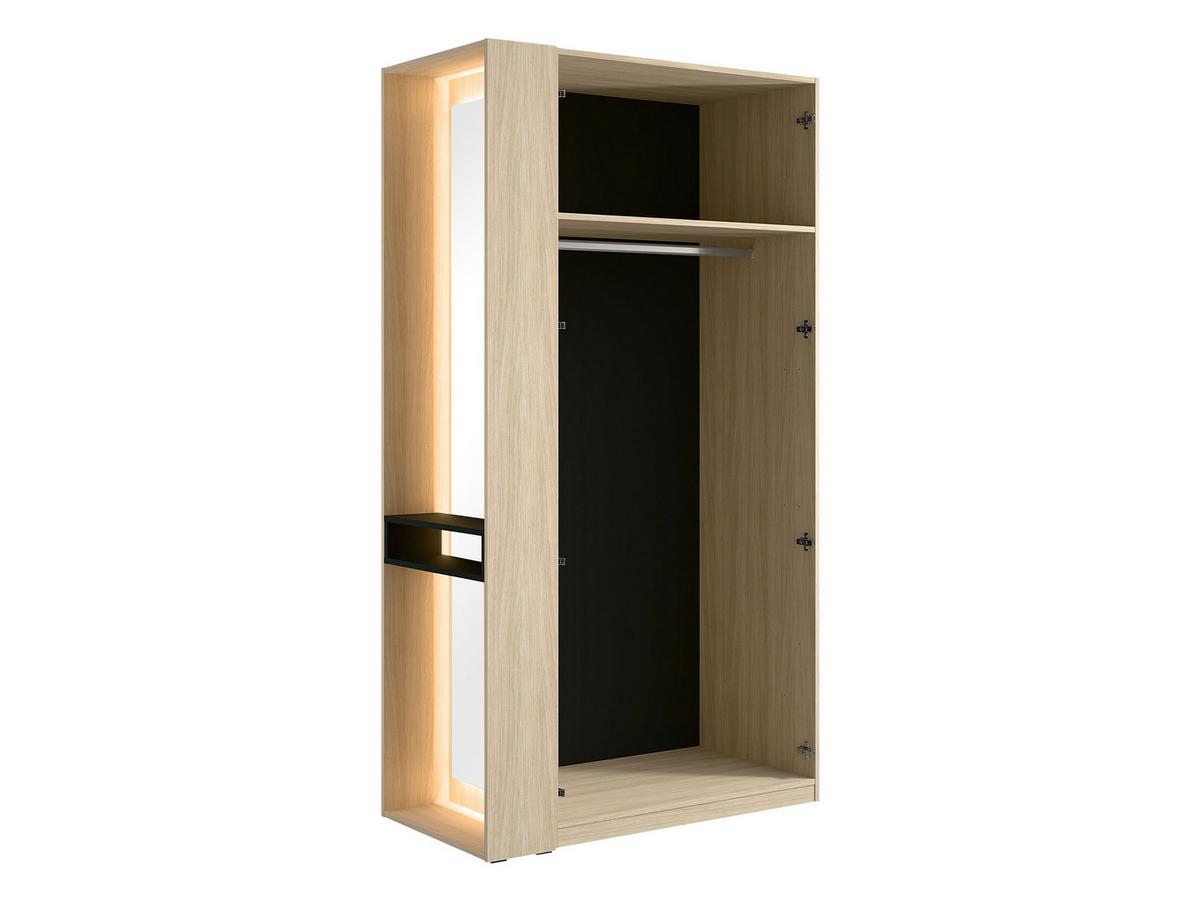 GARDEROBE Barcelona II mit Weiße LED-Beleuchtung - Eichefarben/Schwarz, Holzwerkstoff/Kunststoff (112/208/58cm) - MIRJAN24