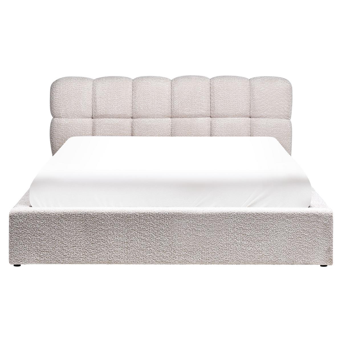 BETT mit Stauraum 160/200 cm Bouclé Hellbeige Baston - Beige, Textil (160/200cm) - Beliani