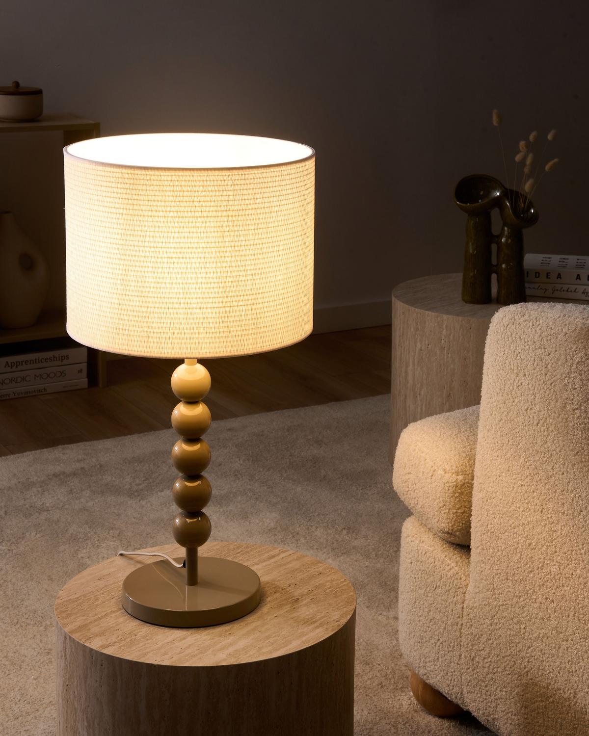 TISCHLAMPE Metall Beige Loky - Beige/Weiß, Textil (30/30/58cm) - Beliani