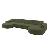 WOHNLANDSCHAFT MARI-U2 - 388x171x79 cm Grün Bouclé - Schwarz/Grün, Holzwerkstoff/Kunststoff (388/79/171cm) - ALTDECOR