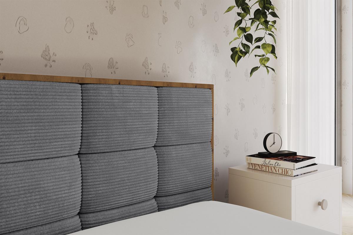 EINZELLBETT Jugendbett mit Bettkasten und Matratze H3/H4, Links - SOVY 90x200 Dunkelgrau - Graphitfarben, Holzwerkstoff/Textil (90/200cm) - ALTDECOR