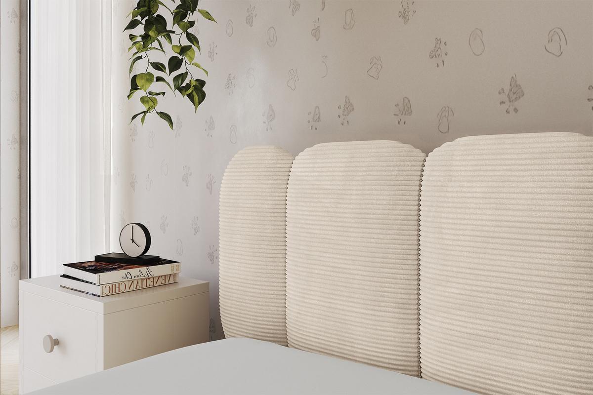 EINZELLBETT Jugendbett mit Bettkasten, Rechts - AVRY 80x200 Beige - Kaschmir, Holzwerkstoff/Textil (80/200cm) - ALTDECOR