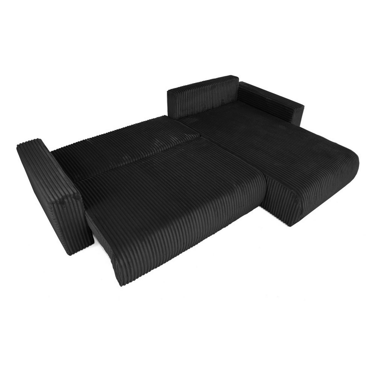 ECKSCHLAFSOFA Porto mit universelle Ottomane, Schwarz - Schwarz, Textil (288/190cm) - Beautysofa