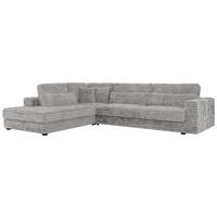 ECKSOFA Savona Hellgrau breiter Cord - links - Hellgrau/Schwarz, Kunststoff/Textil (316/249cm) - MKS