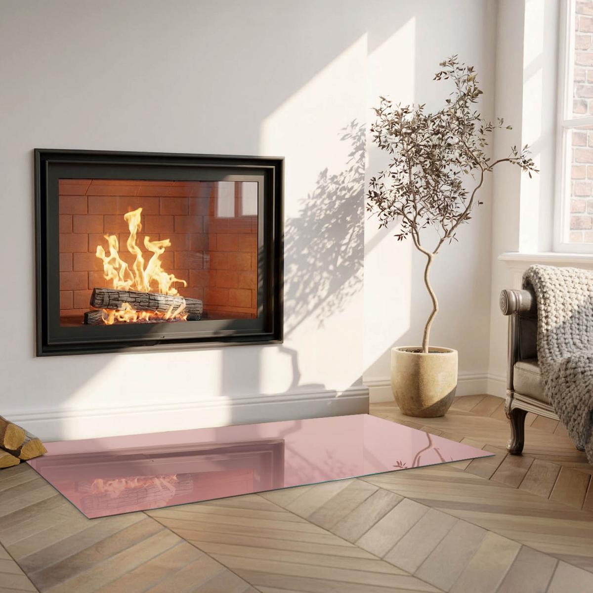 GLASPLATTE für Kamin 125x50 cm - Pink, Glas (125/50/0.4cm) - TULUP