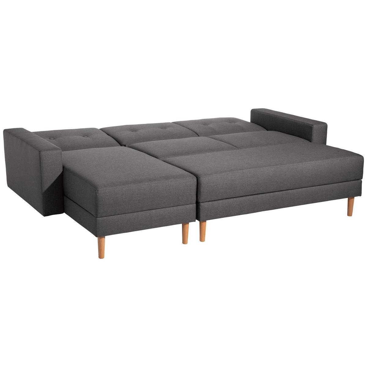 FUNKTIONSSOFA mit Hocker Kattie Flachgewebe anthrazit - Anthrazit, Kunststoff (144/230cm) - 58aufmkessel