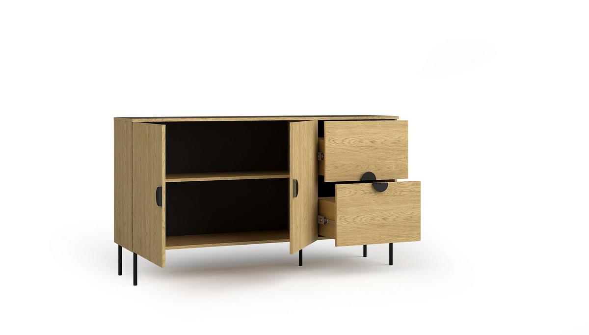 KOMMODE AXIS 159,9/87,6/40cm mit 2 Schubladen 2 Türen Eichefarben - Eichefarben, Holzwerkstoff (159.9/87.6/40cm) - MASSENO
