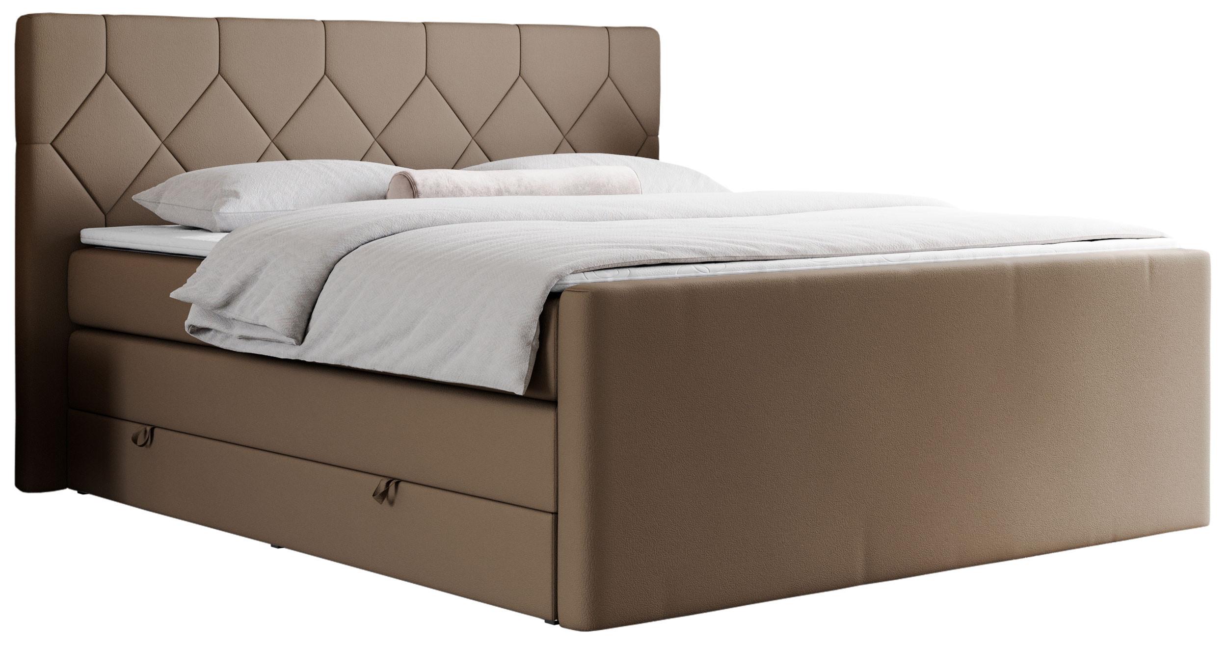BOXSPRINGBETT KING EIGAR 160/200 Braun Kunstleder - H4 - Braun, Holz/Textil (160/200cm) - MKS