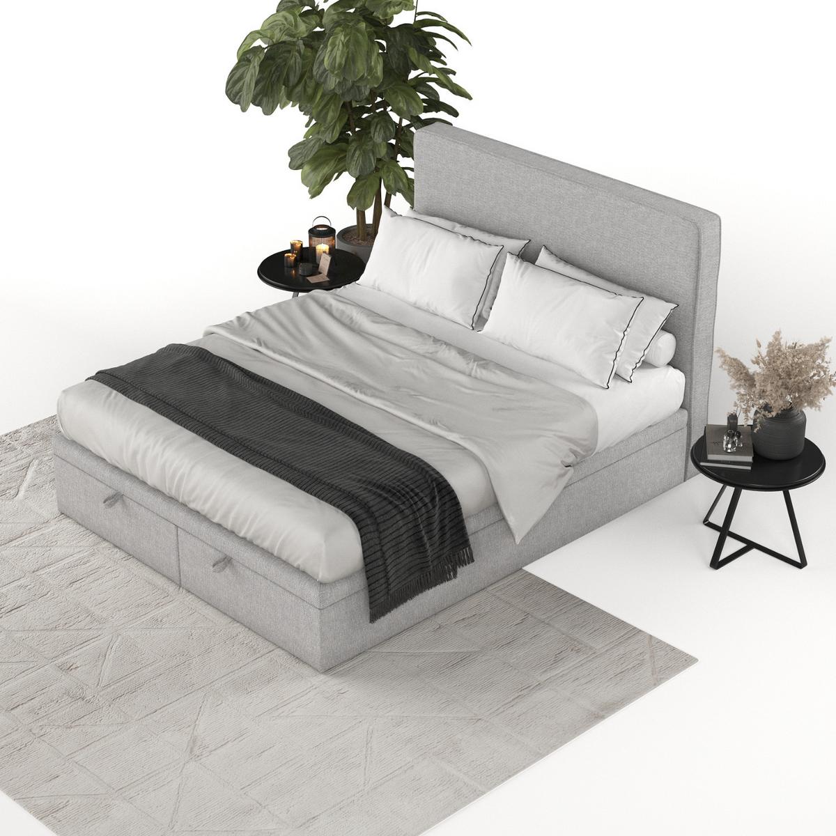 POLSTERBETT Hush mit Stauraum 120/200 cm Grau im Megan Stoff - Schwarz/Grau, Holz/Holzwerkstoff (120/200cm) - AltaBeds