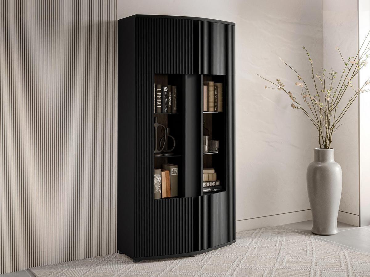 VITRINE Michelle 87 - Schwarz, Holzwerkstoff/Kunststoff (87/180/47cm) - MIRJAN24