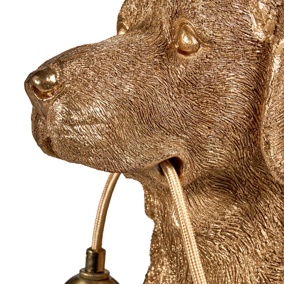 TISCHLAMPE Hund Gold Marley - Messingfarben/Goldfarben, Kunststoff (34/26/49cm) - Beliani