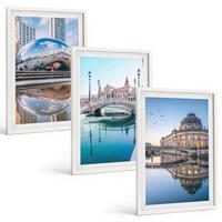 BILDER SET 3er Set - 40x60 cm Weißer Rahmen - Architektur von Städten am Wasser - Weiß, Kunststoff (40/60cm) - TULUP