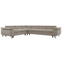 ECKSOFA NORDEN L - Greige Stukture - Rechts Seite - Greige/Schwarz, Textil/Metall (329/269cm) - MKS