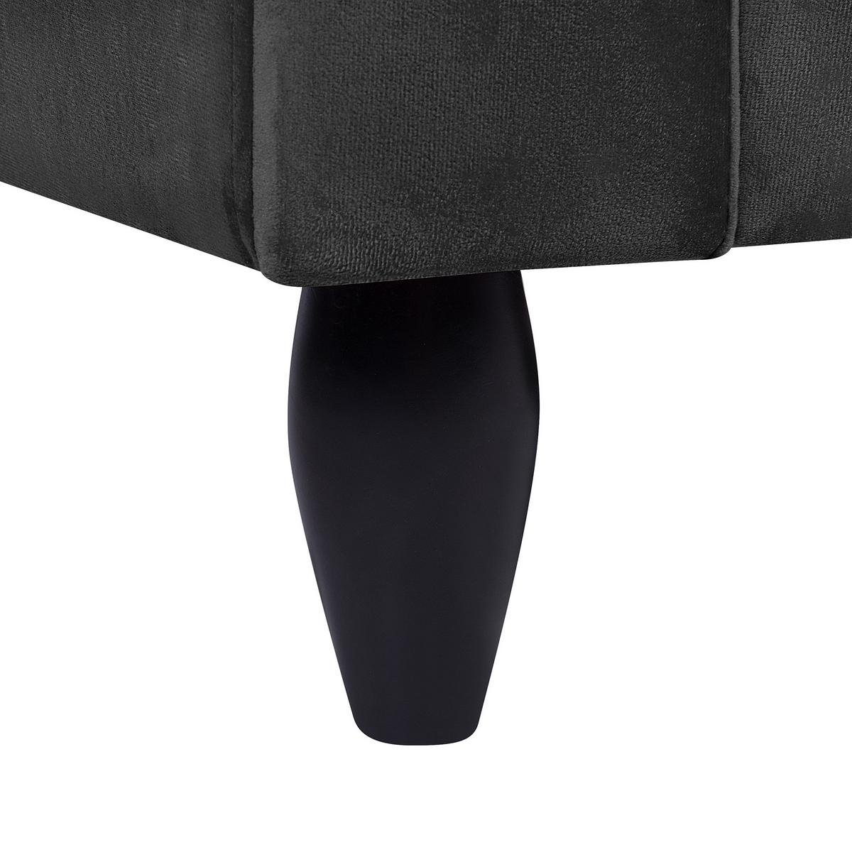 3-SITZER-SOFA Samtstoff Schwarz Bornholm - Schwarz, Textil (197/76/79cm) - Beliani