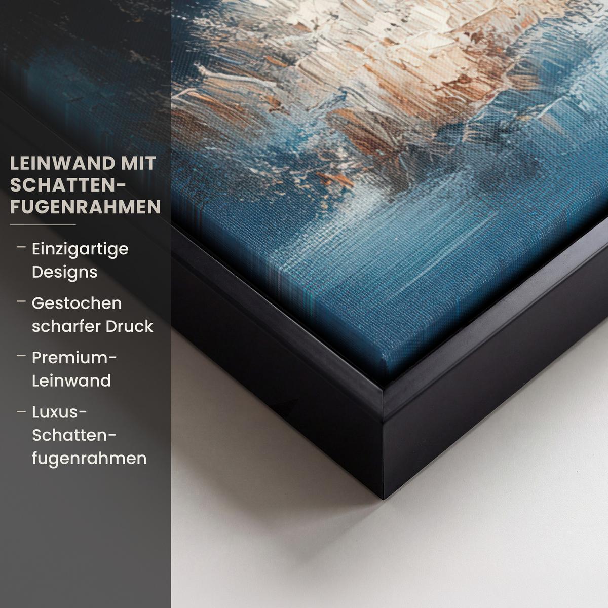 LEINWAND Bilder mit Rahmen - Wald – Winter – Natur – Abstrakt – Schnee - 70x50 - Weiß, Textil (70/50cm) - MuchoWow