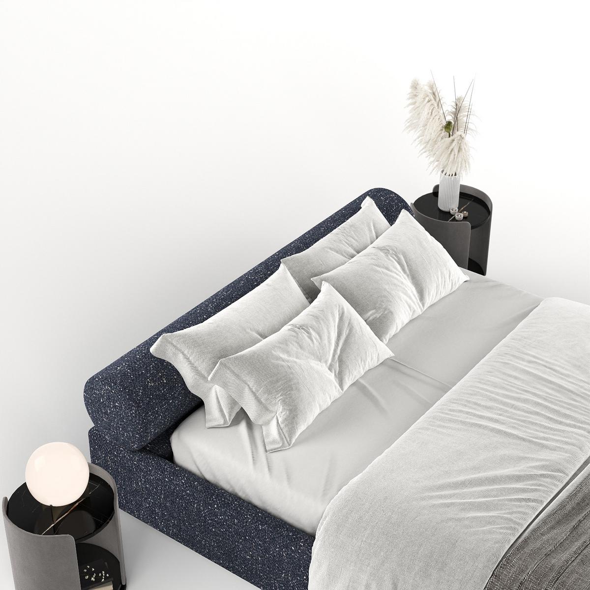 POLSTERBETT Solvo mit Stauraum 200/200 cm Dunkelblau im Blur Stoff - Schwarz/Naturfarben, Holz/Holzwerkstoff (200/200cm) - AltaBeds